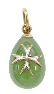 Faberge, Nephrite Egg, Russian, Malt Cross Pendant
