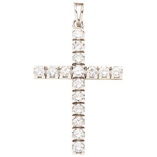 A diamond palladium silver cross pendant.