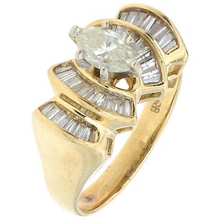 A diamond 14K yellow gold ring.