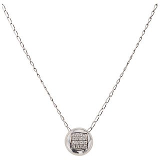 A diamond 14K white gold pendant and necklace.