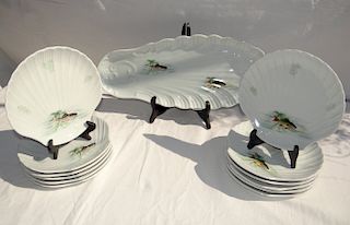 13 PC. FRENCH PORCELAIN FISH SERVICE