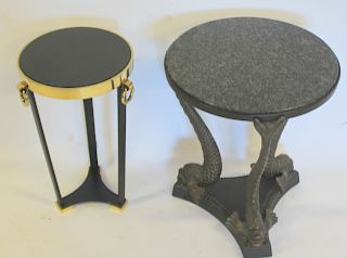 Lot Of 2 Vintage Metal and Marble Tables