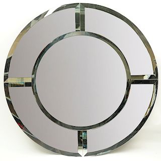 Karl Springer Style "Saturn" Beveled Mirror.
