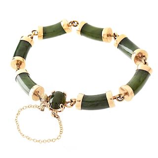 Vintage Jade and 14K Bracelet