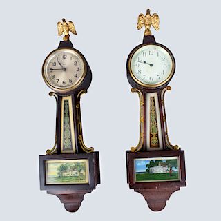 Two New Haven Clock Co Banjo Clocks