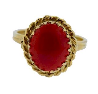 14k Gold Coral  Ring 