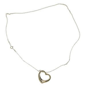 Tiffany &amp; Co Peretti Open Heart Silver Pendant Necklace 