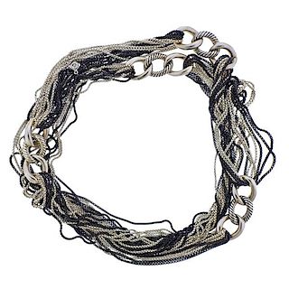 David Yurman Blackened Silver Multi Chain Long Necklace 