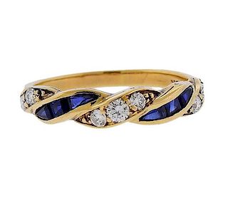 Tiffany &amp; Co 18k Gold Diamond Sapphire Ring 