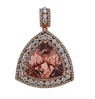 14k Rose Gold 26.61ct Morganite Diamond Pendant 