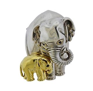 Tiffany &amp; Co Silver 18k Gold Elephant Brooch Pin