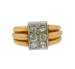 18k Gold Platinum Old Mine Diamond Ring 