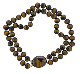 18k Gold Gemstone Bead Necklace 