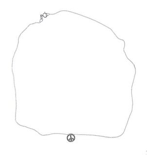14K Gold Diamond Peace Symbol Pendant Necklace