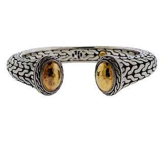 John Hardy 22k Gold Silver Cuff Bracelet 