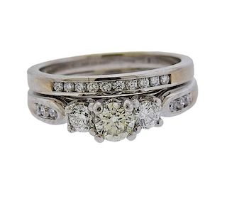 14k 18k Gold Diamond Bridal Ring Set 