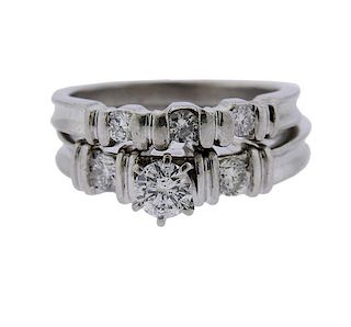 Platinum Diamond Wedding Engagement Ring Set 