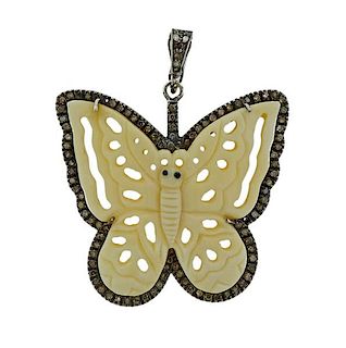 Silver Diamond Butterfly Pendant