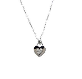 Tiffany &amp; Co 18k Gold Diamond Heart Pendant Necklace 
