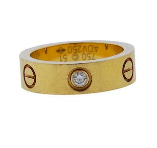 Cartier Love 18k Gold Diamond Band Ring 