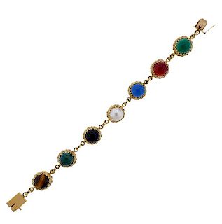 14K Gold Multicolored Gemstone Bracelet