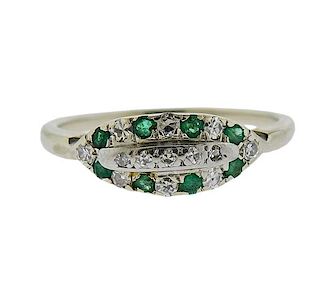 14k Gold Emerald Diamond Ring 