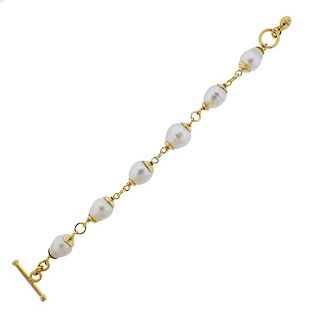18k Gold Baroque Pearl Bracelet 