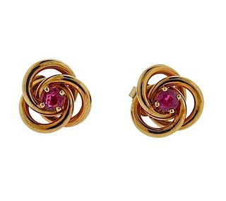 Tiffany &amp; Co 14k Gold Ruby Stud Earrings 