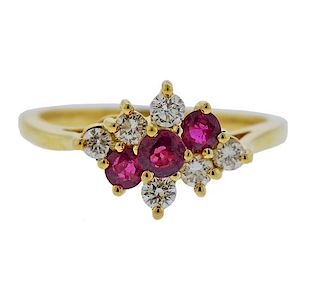 Tiffany &amp; Co 18k Gold Diamond Ruby Ring 