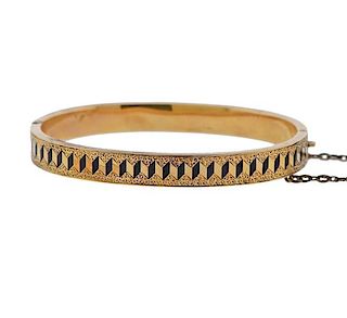 Antique 18K Gold Enamel Bangle Bracelet