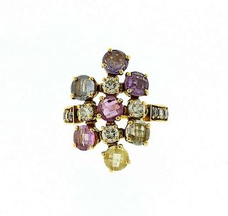 Bvlgari Bulgari 18k Gold Diamond Multi Color Gemstone Ring