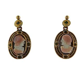Antique Gold Cameo Earrings 