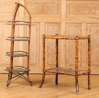 LOT OF TWO FRENCH LACQUERED BAMBOO TABLES C.1880