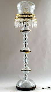 TWO LIGHT CRYSTAL FLOOR LAMP DOME SHADE