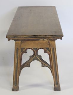 Antique Gothic Style Carved Bench