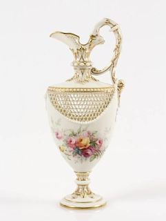Royal Worcester Reticulated Ewer by Owen & Chair