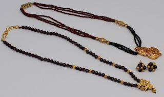 JEWELRY. Indian 21kt Gold and Garnet Jewelry