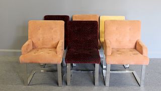 MIDCENTURY. 6 Upholstered And Chrome Chairs.