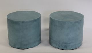 Pair Of Round Decorative Powder Blue End
