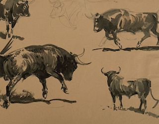 Edward Borein, Four Bulls