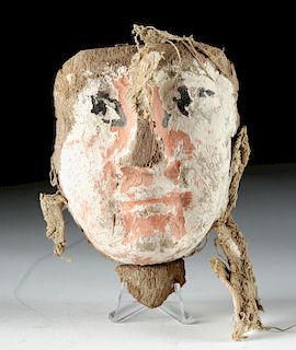 Egyptian Cedar, Gesso & Linen Sarcophagus Mask