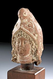 Greek Terracotta Head of Ganymede w/ Phrygian Cap