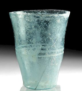 Roman Blue Glass Cup w/ Wheel Cut Decoration