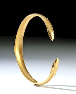 Published Roman Gold Bracelet w/ Snake Finials - 6.2 g