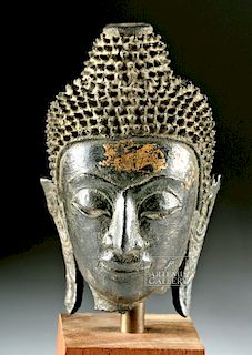15th C. Thai Ayutthaya Gilded Brass Head of Buddha