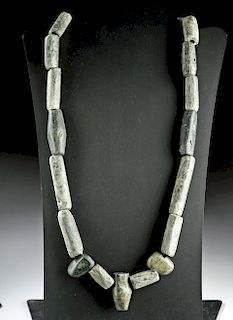 Fabulous Guerrero Mezcala Green Stone Bead Necklace