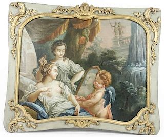 18th C. French Supraporte Painting, Ladies & Putti