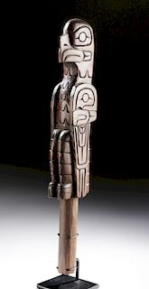 20th C. Tlingit Red Cedar Extended Eagle Form Rattle