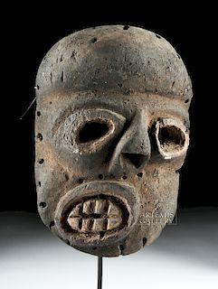20th C. African Ibibio Painted Wood Ekpo Mask