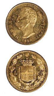 Italian Umberto I 1882 Gold Coin - 6.48 g